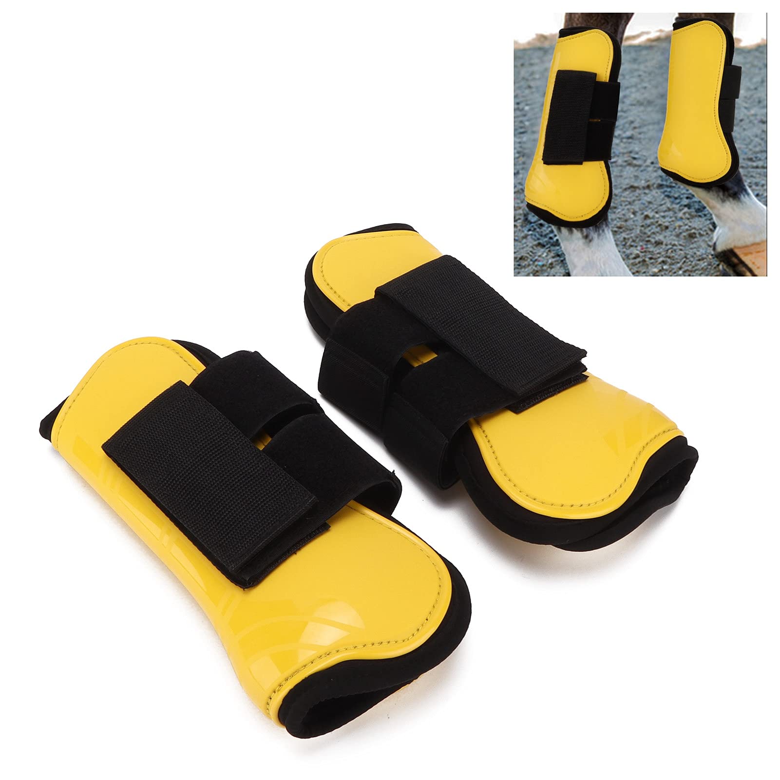 Stivali per tendini del Cavallo Stivali protettivi Comodi e Regolabili per l'allenamento del Salto del Cavallo Guscio in PU Neoprene 4 Pezzi Stivali per la Gamba Posteriore