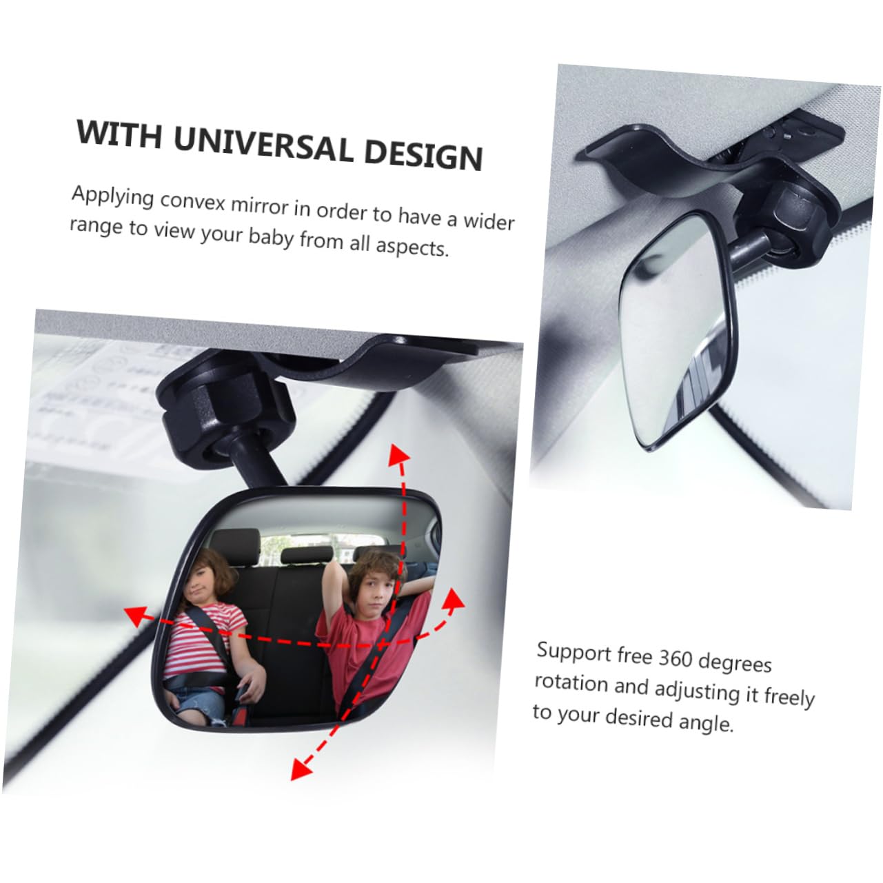 Mobestech Specchietto Retrovisore Girevole A 360° Per Auto Con Clip Universale Per Neonati