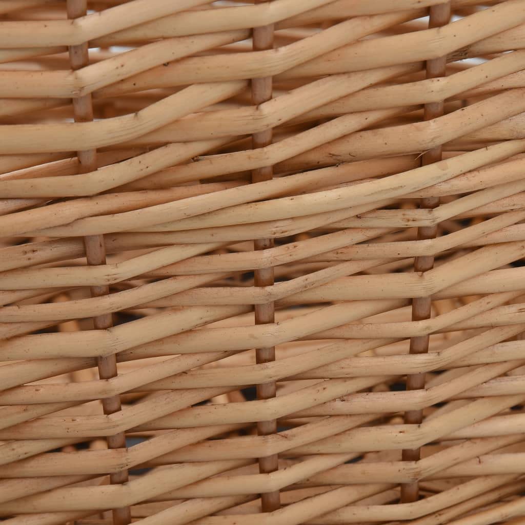 Cesta de madera con asas de mimbre natural, 56 x 40 x 28 cm, versátil soporte para leña y soporte para leña para chimenea, terraza, jardín, interior y exterior
