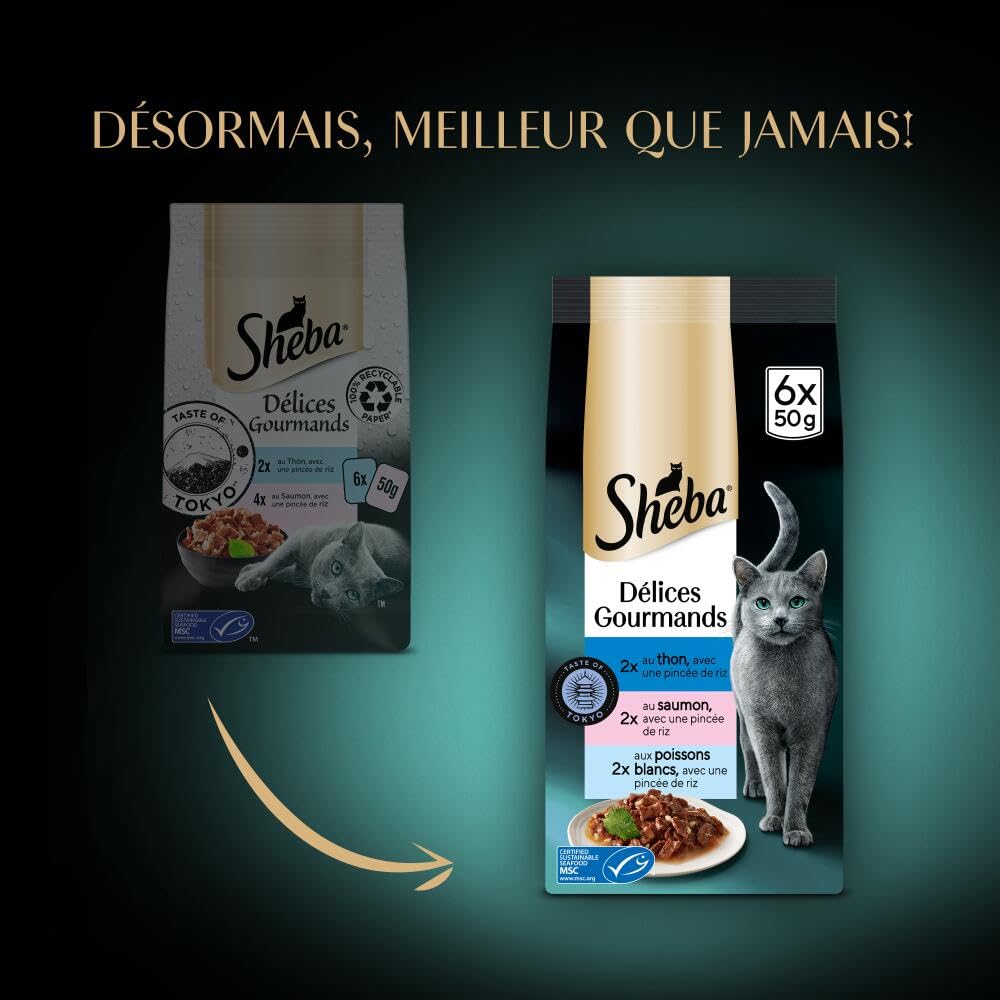SHEBA Délices Gourmands Sachets fraîcheur 6 x 50g Taste of Tokyo