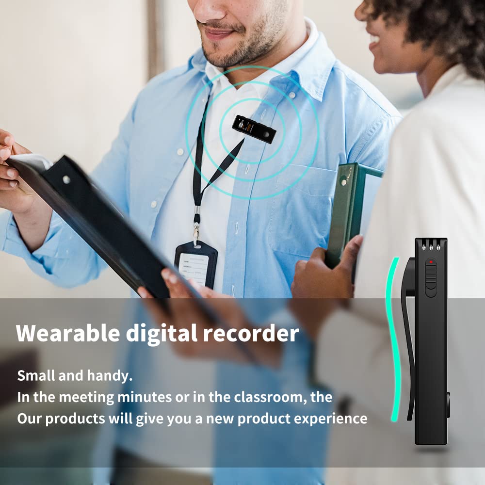 Registratore Lavalier da 32 GB, registrazione con riproduzione, registratore vocale digitale, ideale per riunioni/lezioni/interviste, mini registratore portatile protetto da password con USB
