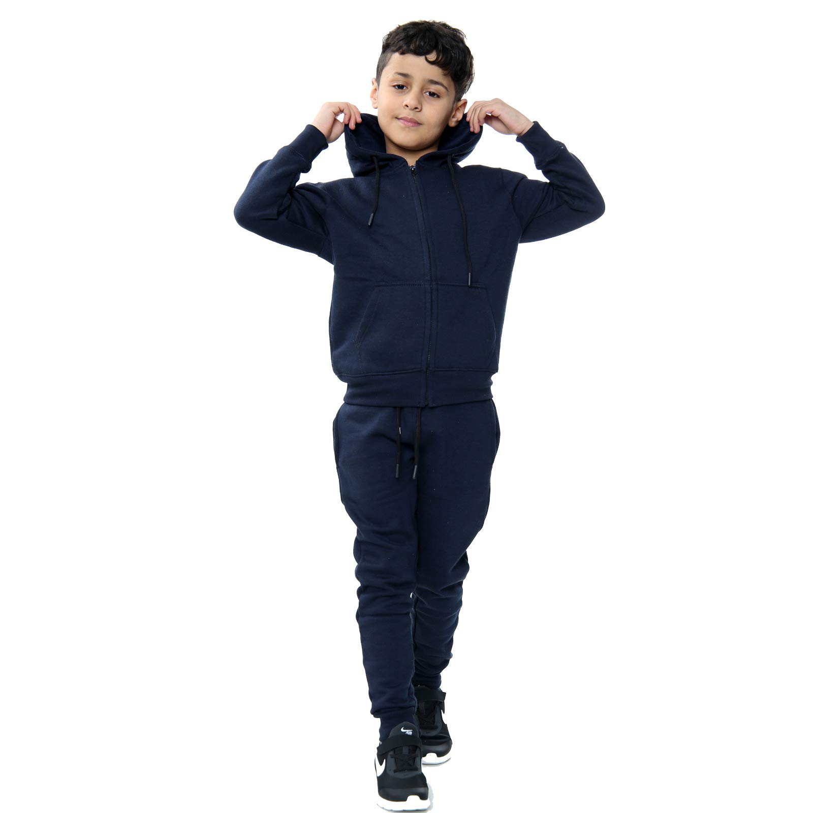 Generation-Gap Kids Girls Boys Plain Zipper Fleece Tracksuit Set Hoodie Top  Bottom Back to School Jogging Suit Age 10 11 12 13 Years (Navy,