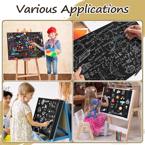 Image of PSHVYM 12 Pcs Black Trifold Poster Board, 26 x 17 inches with Double Sided Tapes and Cardboard, Corrugated Presentation /Display Board for School Project, Science Fair, Business