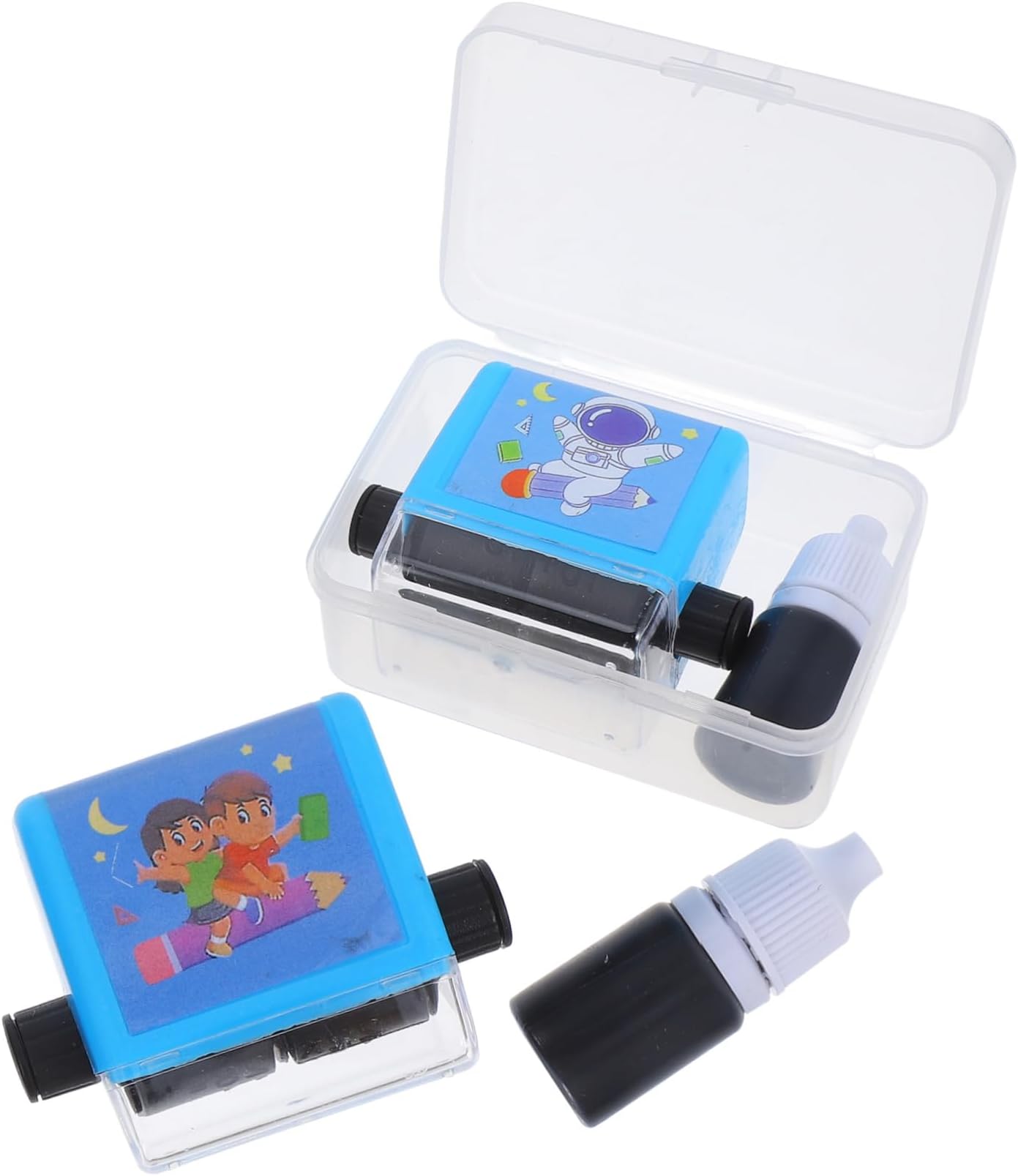 DOITOOL Math Roller Stamp Set for Kids 4-Piece Reusable Digital Teaching Tool for Addition and Multiplication Practice Self-Inking Number Stamps for Classroom and Homeschool Learning