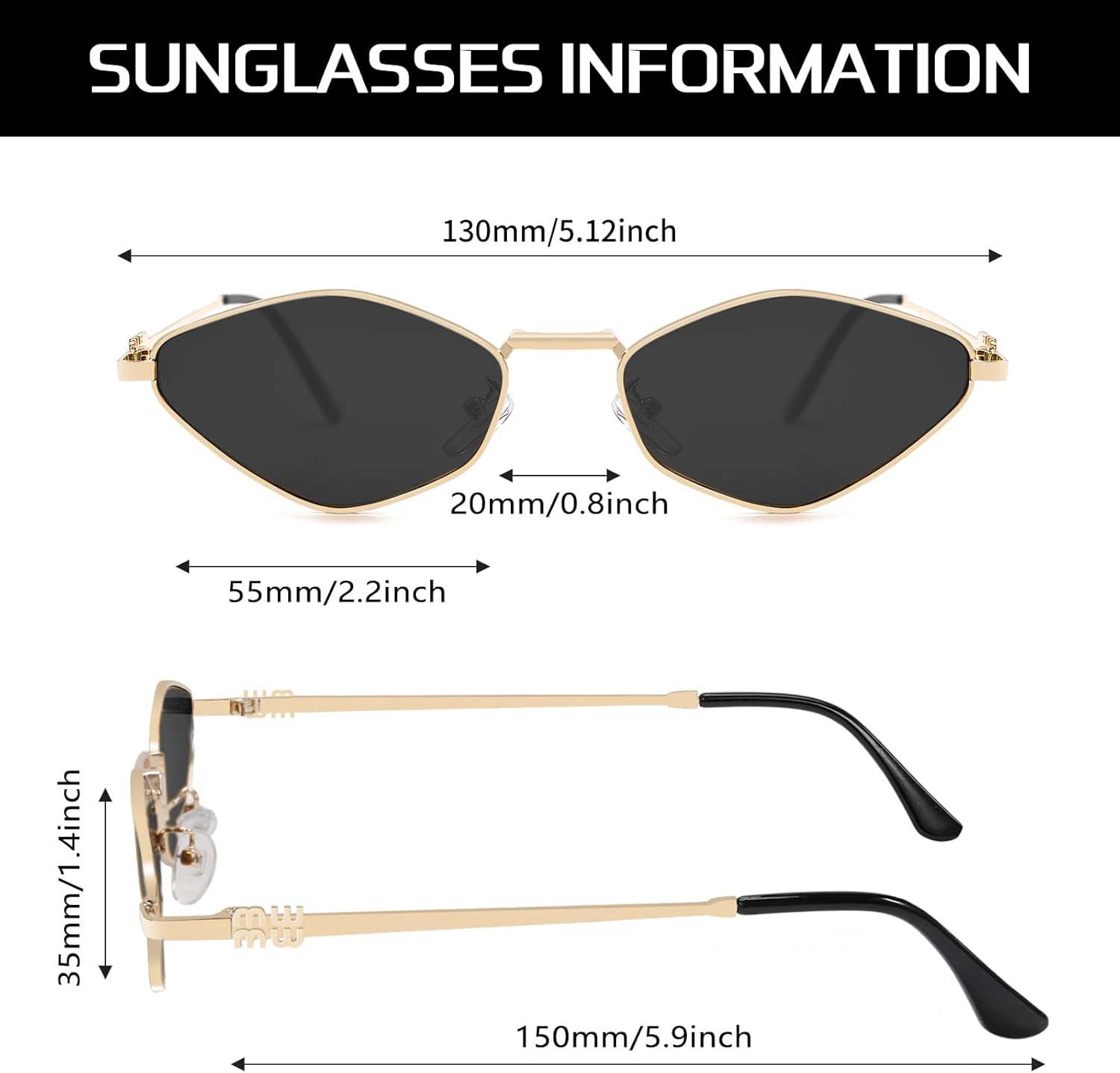 Rmerom Retro Irregular Metal Sunglasses for Women Men, 2026 Trendy Vintage 90s Chic Small Narrow Gold Frame Sun Glasses - Image 4