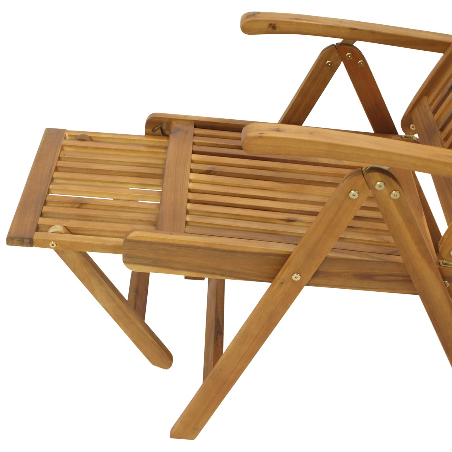 DEGAMO Klappessel Relaxsessel Maracana mit ausziehbarem Fußteil, klappbar, verstellbar und ausziehbar Akazienholz braun geölt, Outdoor