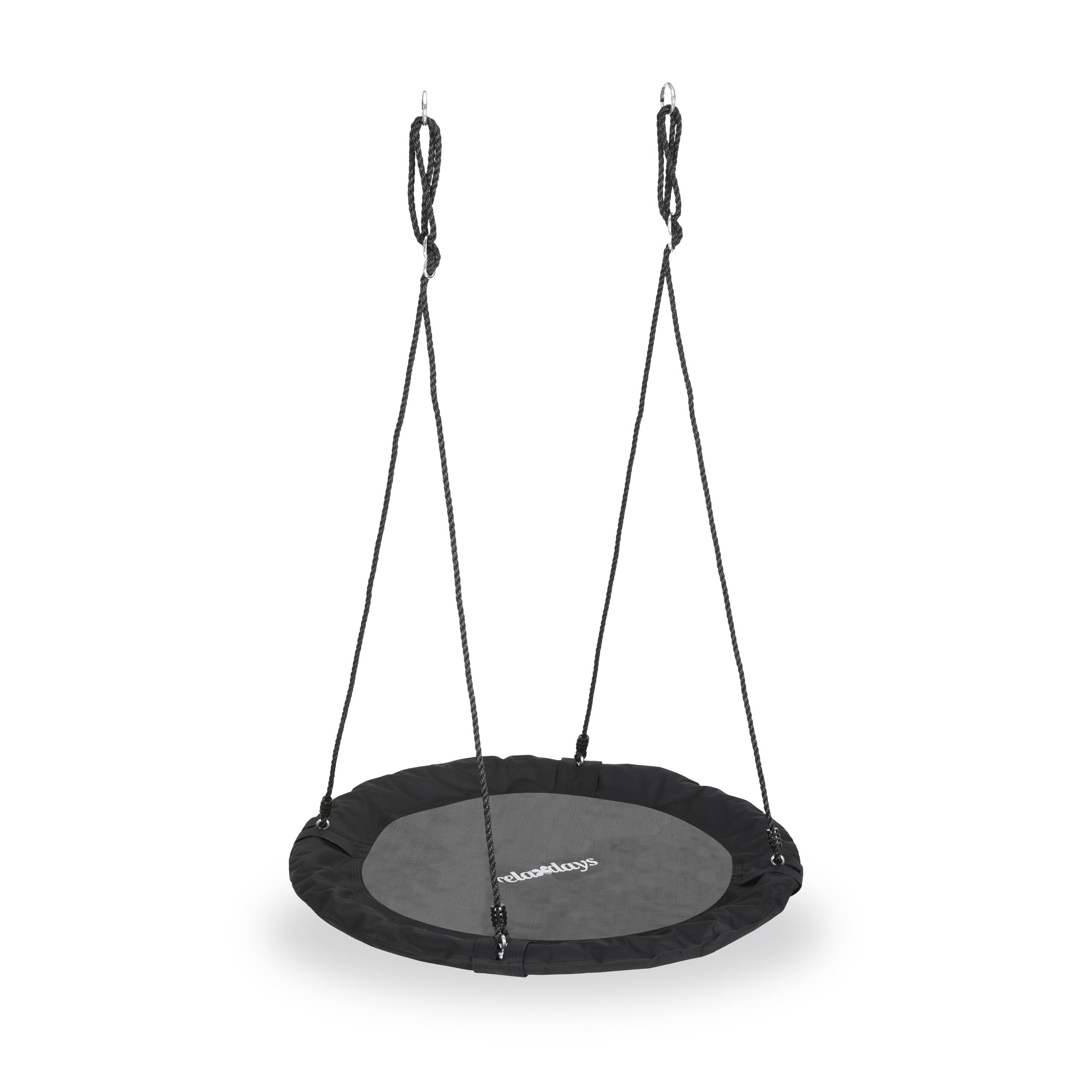 Relaxdays Balançoire nid d'oiseau Ronde, Ø 110 cm, à Suspendre, 100 kg, Noir, Enfant Adulte Jardin extérieur