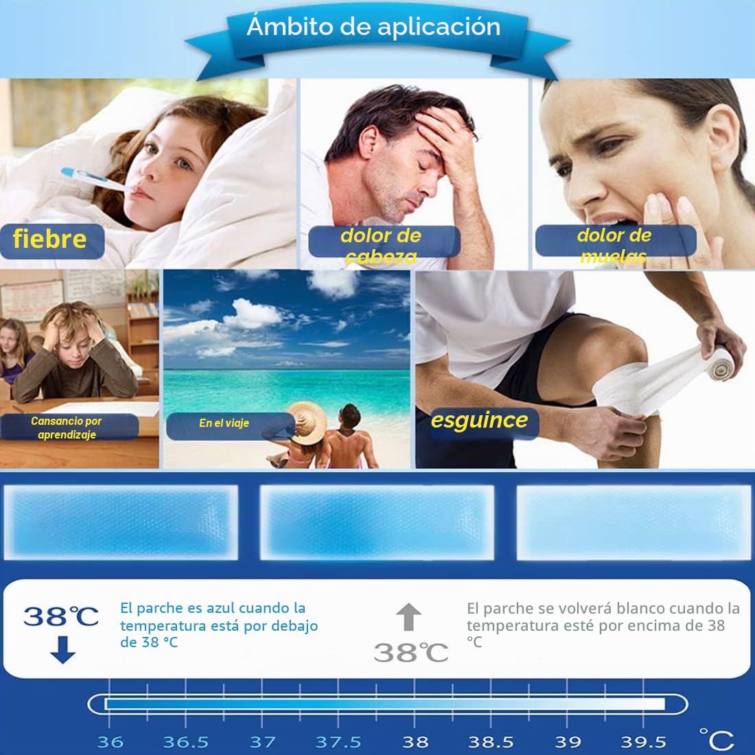20 hojas de parches refrescantes para el malestar por fiebre, reductor de fiebre refrescante, almohadillas frías para niños para aliviar el dolor de cabeza (20 hojas)