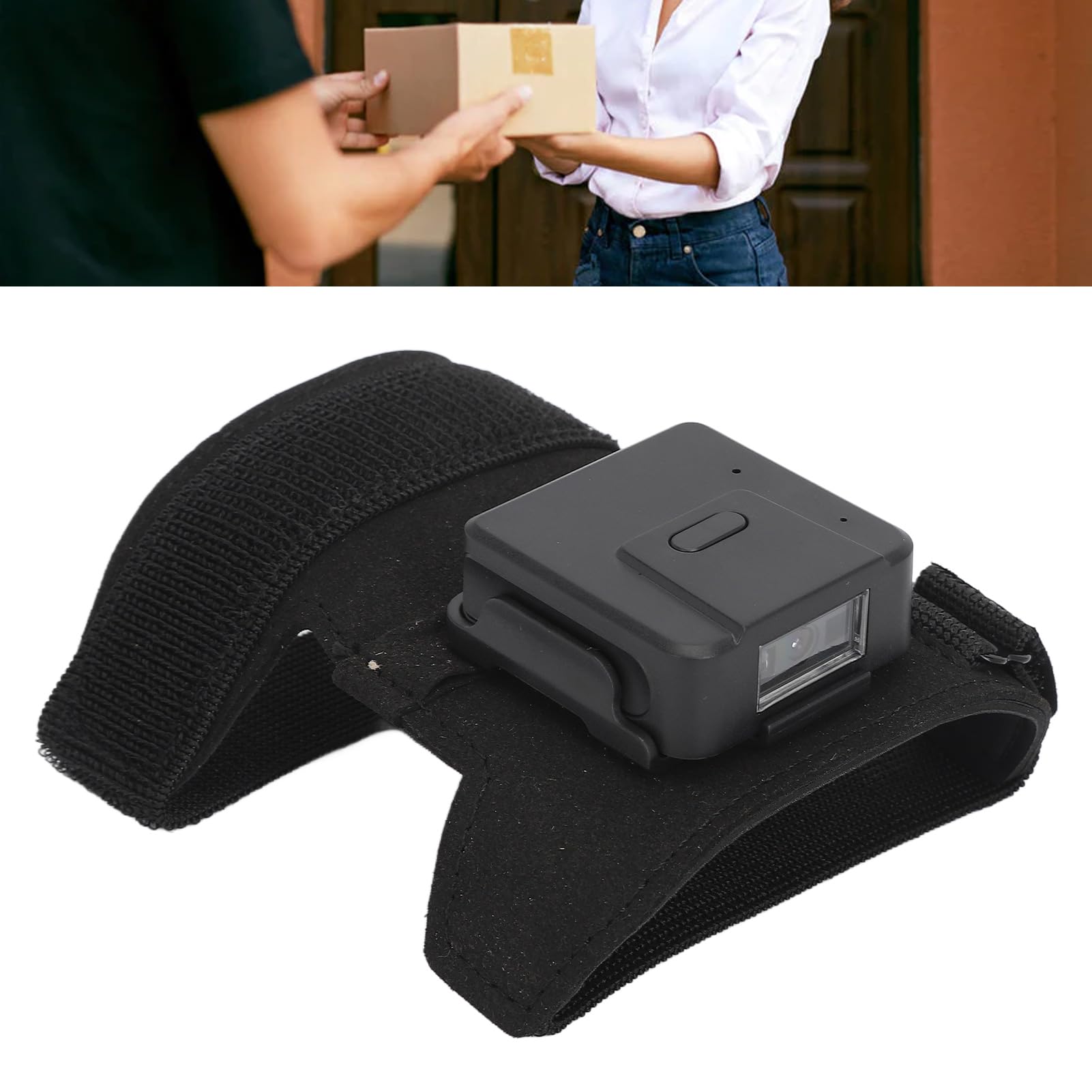 GOWENIC Scanner de Codes-Barres avec Anneau de CCD Bluetooth |Scanner Portable avec Câble USB, 3 Modes de Numérisation pour Entrepôt d'inventaire, Code QR 1D 2D, 800 MAh