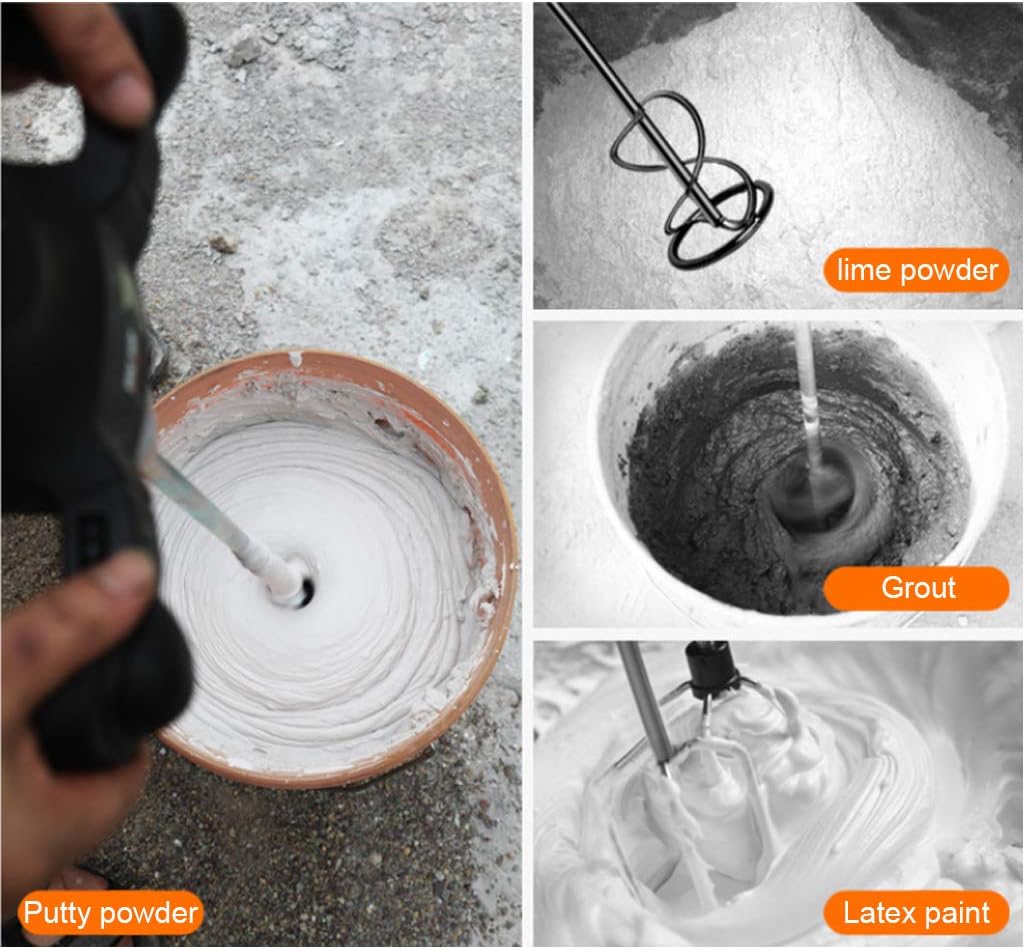 Three-Stage Reduction Mixer,950W Adjustable 6 Speed Handheld Electric Concrete Cement Mixer Mortar Grout Plaster Cement Drill Mixer Ring Tool AC 220V