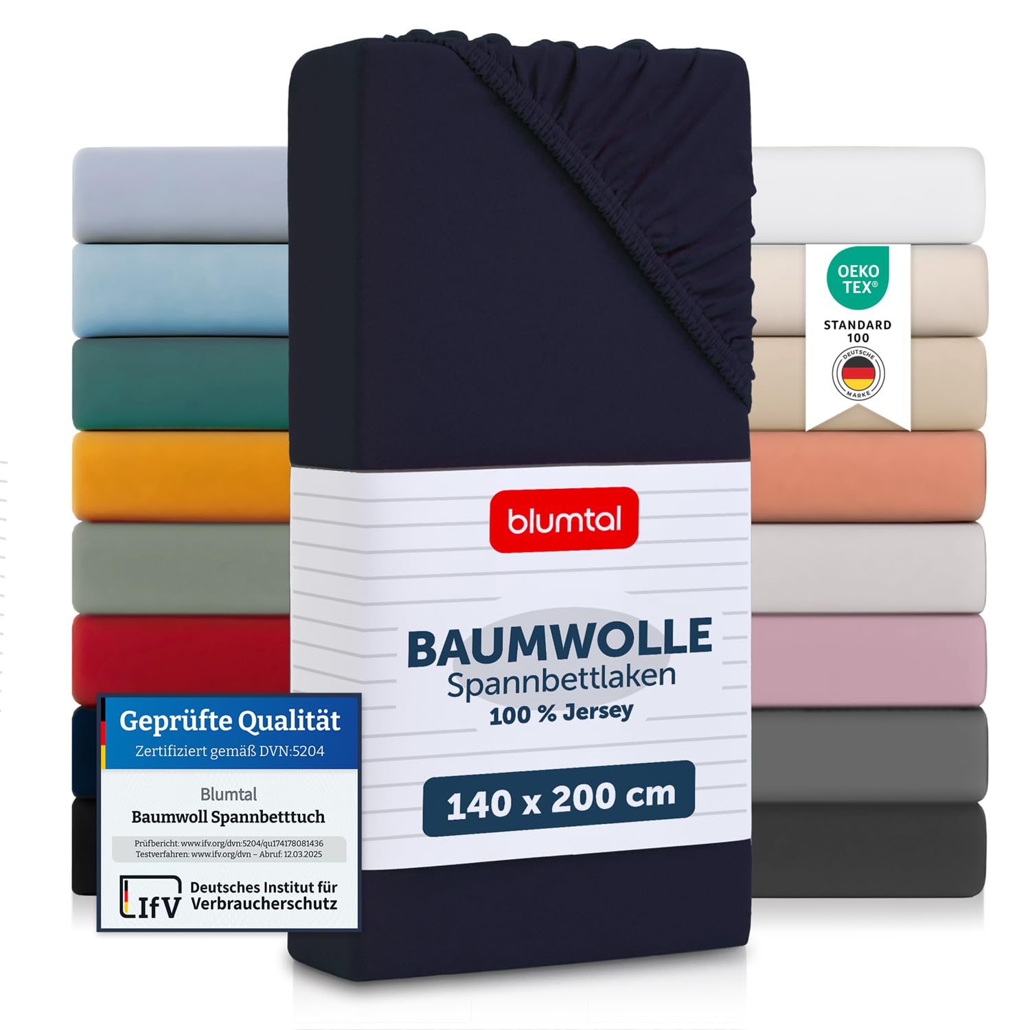 Blumtal® Basics Spannbettlaken Jersey - Bettlaken aus 100% Baumwolle - Oeko-TEX zertifiziertes Spannbettlaken