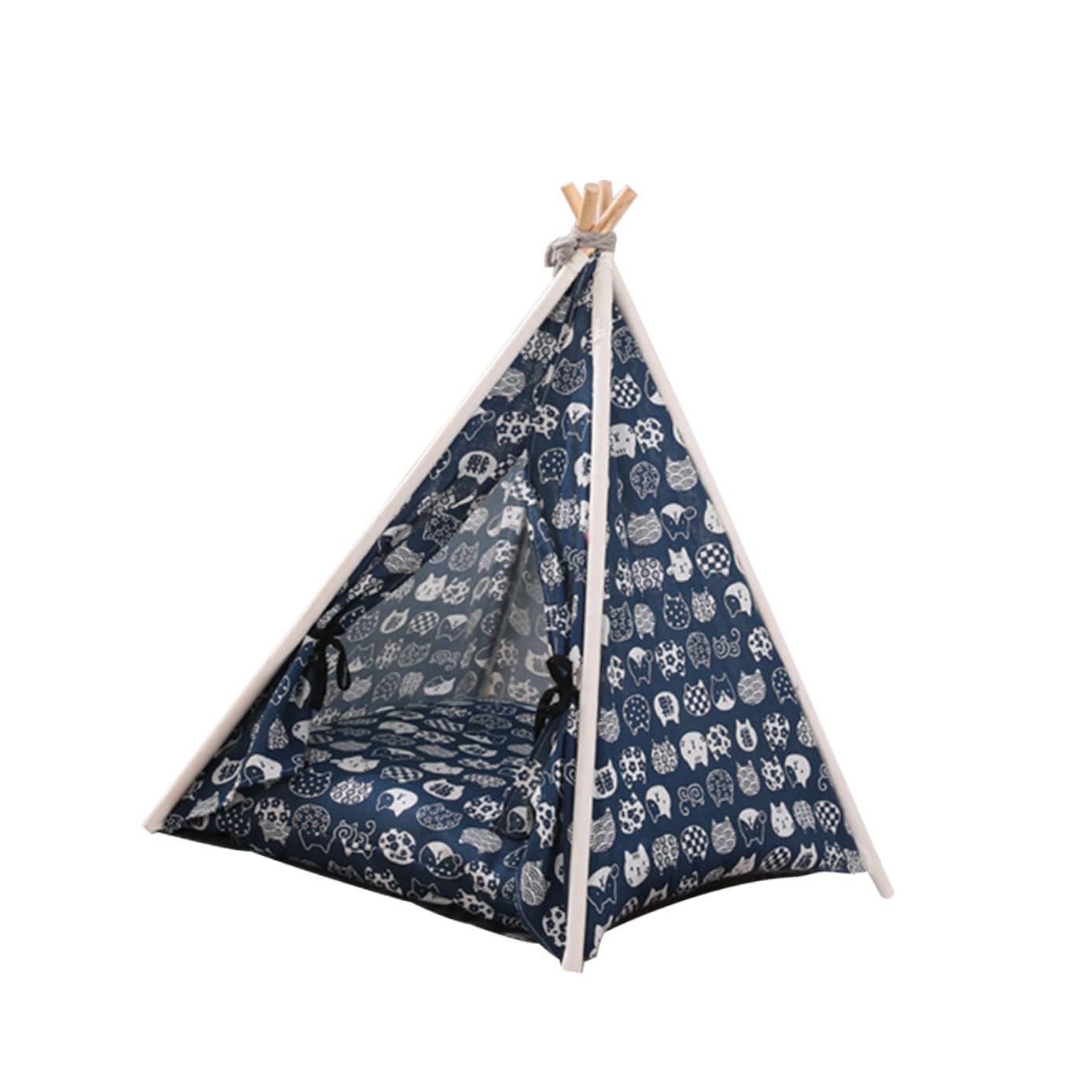 Ciieeo Tente pour Animaux en Toile Lavable avec Structure en Bois Résistante Tapis de Sol Lavable pour Chiots Maisonnette Confortable pour Chat et Chien Lieu de Couchage Sécurisé et