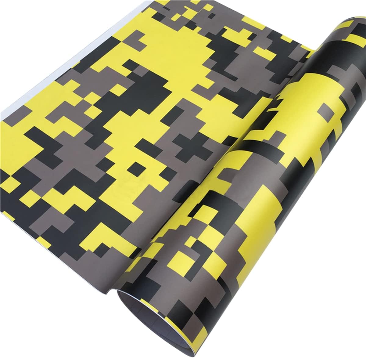 Queenbox 15.7x59.8in PVC Self-Adhesive Camo Car Protective Film Wrap Sticker Vinyl Film, Yellow Digital