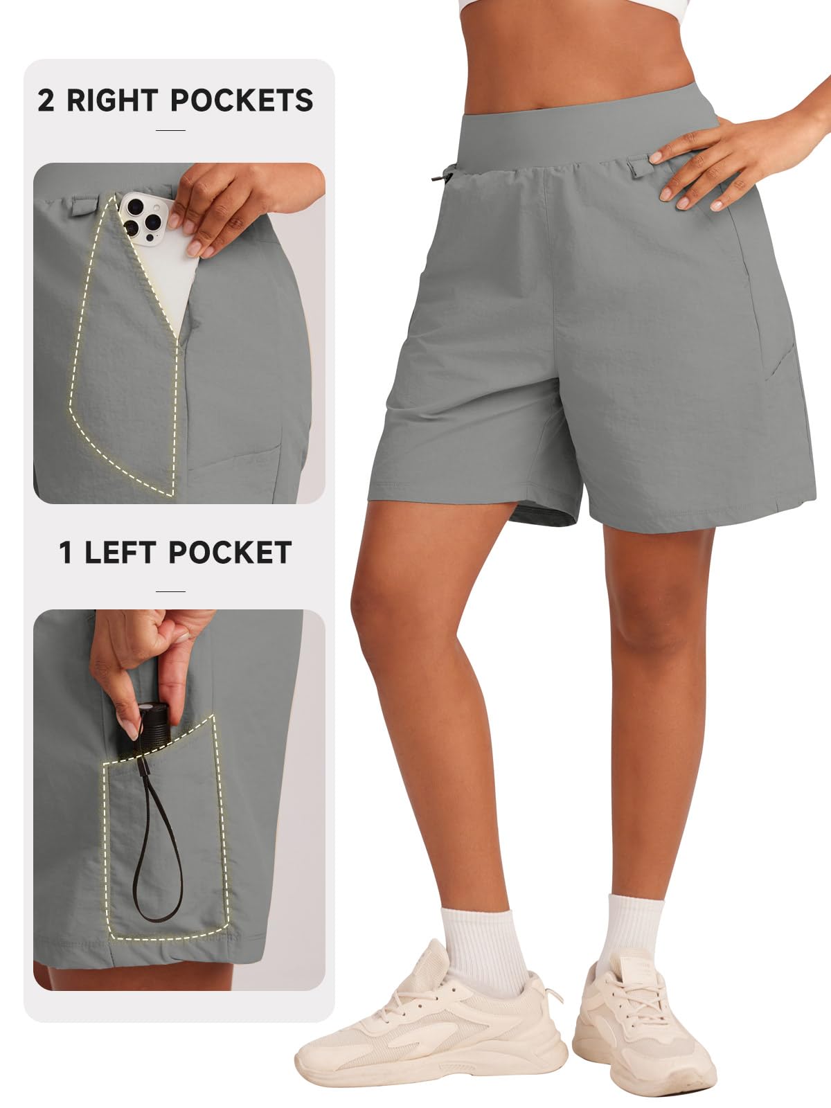 VUTRU Bermuda pour femme - Short de sport - Short d'été UPF50+ - Pour la randonnée, le camping