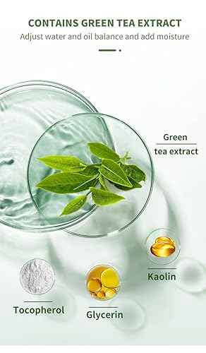 Miniatura 5 de SULLMAR Paquete de 2 mascarillas de té verde para niña, máscara de té verde, máscara de barro de limpieza profunda, control de aceite, máscara de