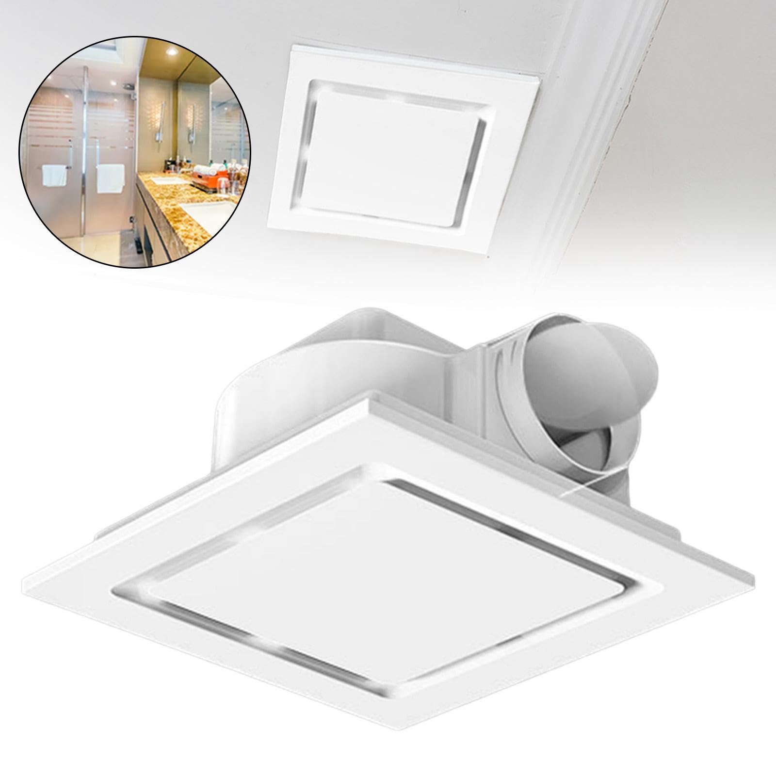 MagiDeal Extractor de para baño, silencioso, moderno y potente, para montaje en techo, ideal para lavandería, 34cmx34cm