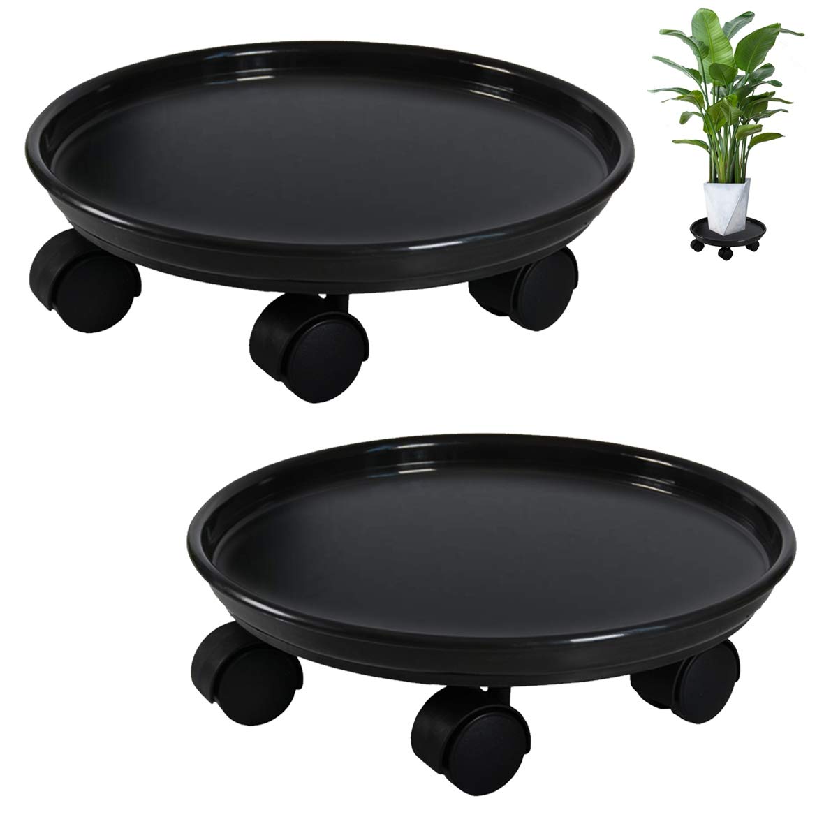 Toyvian Support De Pot De Fleurs à Roulettes Bac à Eau Mobile Pour Jardin Plateau Carré En Plastique Épais Roues 360° Pour Intérieur Et Extérieur Résistant Et Solide