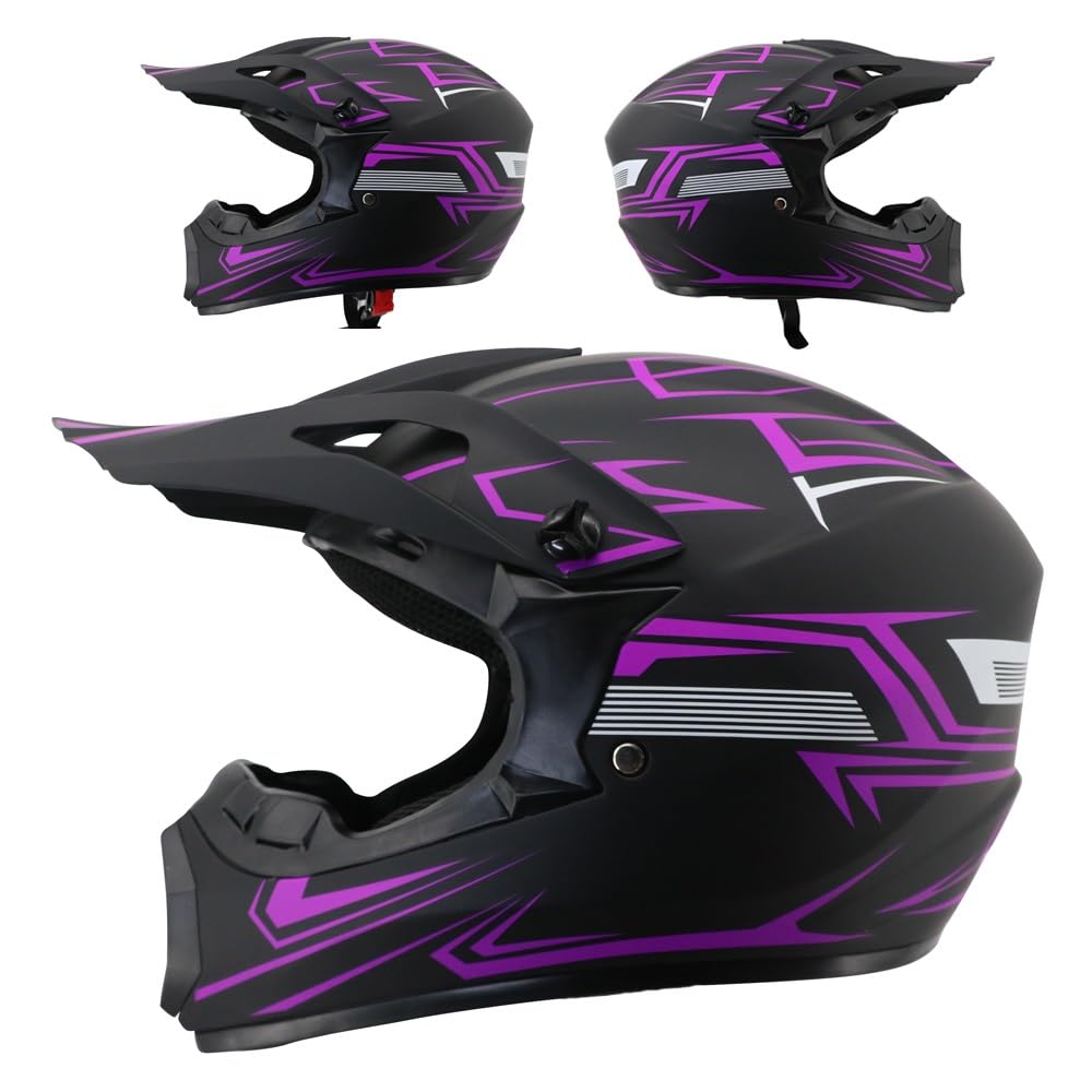 Integrale MTB Casco da Motocross, con Occhiali Guanti Maschera, Gioventù Ragazzo Fuori Strada ATV Scooter Moto Casco, Discesa Quad Dirt Bike Enduro Schianto Cascos