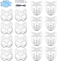 Vista 1 de Qavctw DIY White Masks Paper Cosplay Christmas Party Mask Unpainted Plain Craft Masquerade Masks