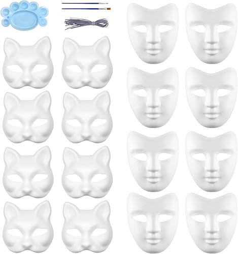 Qavctw DIY White Masks Paper Cosplay Christmas Party Mask Unpainted Plain Craft Masquerade Masks