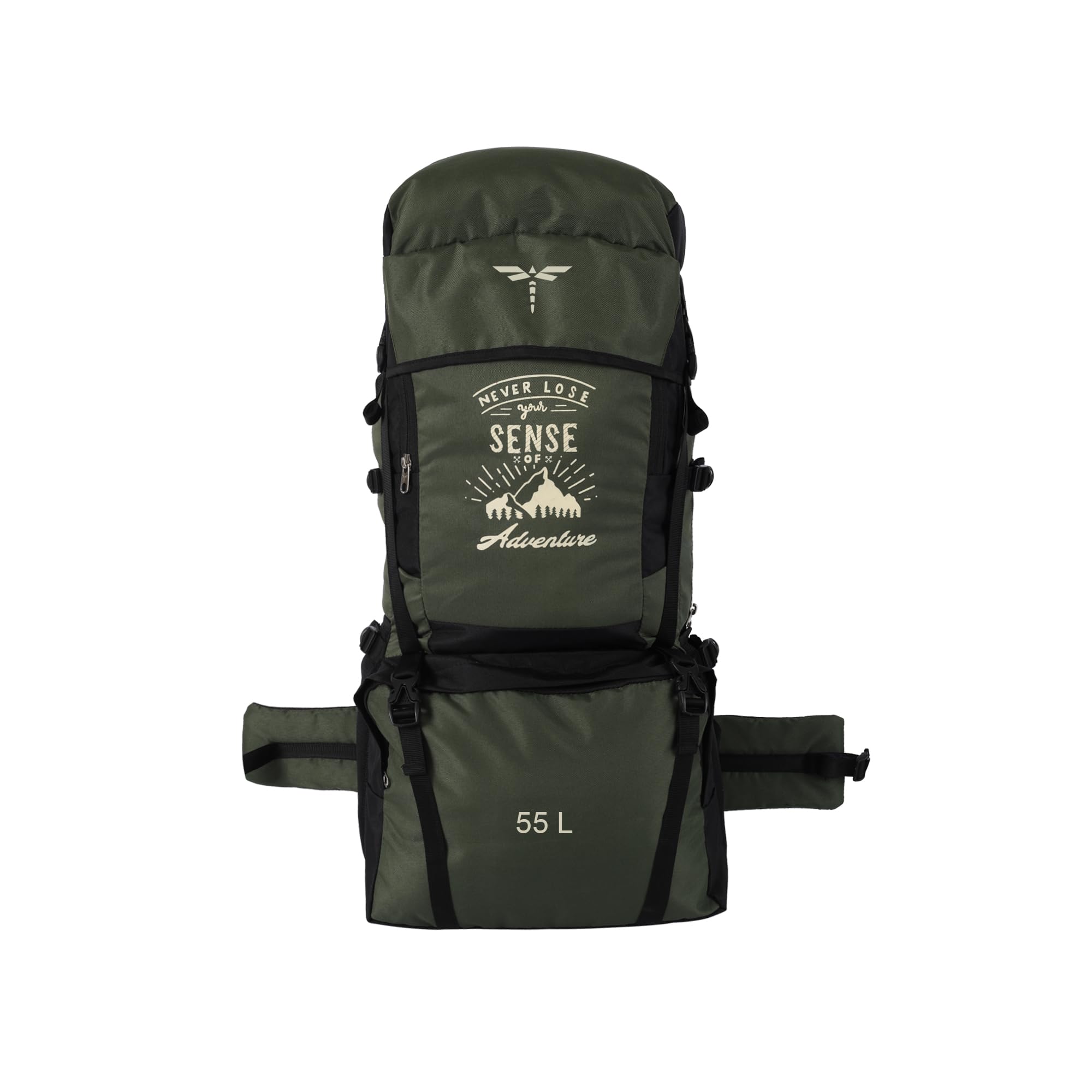 Impulse Rucksack Bags 55 Litres Travel Bag For Men Tourist Bag For Travel 5 Compartment Backpack For Hiking Trekking Bag For Men Camping Adventure Calling (Green)