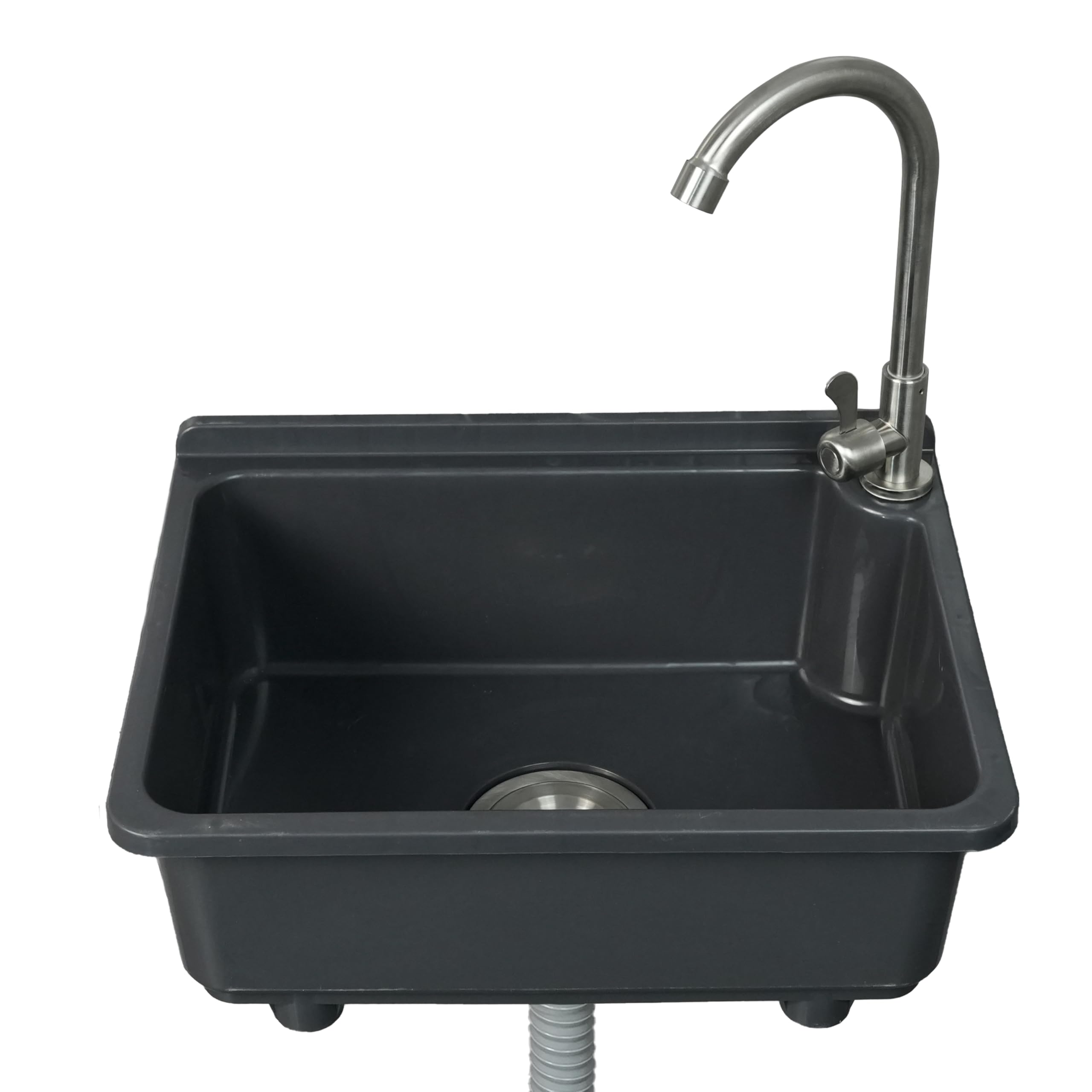 Kitchen Single Bowl Utility Sink, Kitchen Wall-Mounted Sink Plastic 16.9 x 12.8 Inch with 1.26 inch Faucet Hole,for Home rv,Restaurant, Dorm,Garage,Bathroom,Laundry(Gray)