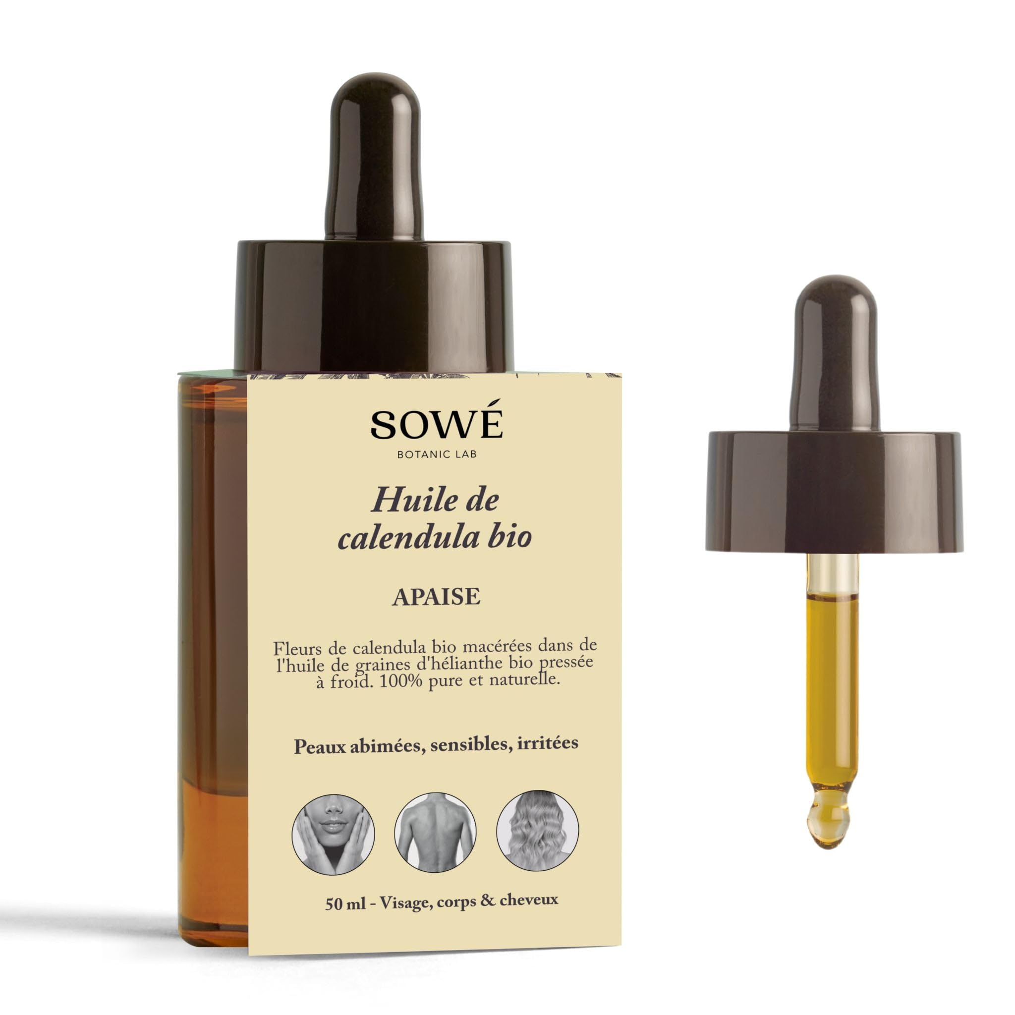 Conjunto de Aceites Vegetales Orgánicos para Piel Sensible y Reactiva - 3x50 ml - Jojoba, Caléndula y Nigella - Calmante, Anti-Rojeces, Protector - Rostro y Cuerpo