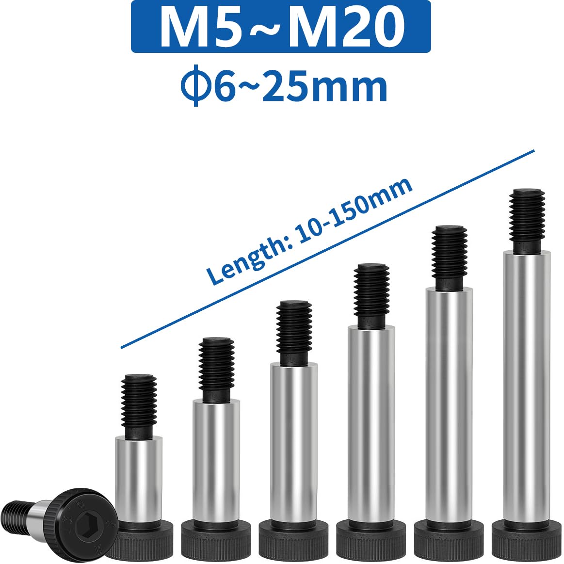 M8 Shoulder Screws, Alloy Steel Steel Shoulder Bolts, Grade 12.9 Shoulder Screw, Plug Limit Screw, Round Head Bearing Bolt, Inner Hex Positioned Stripper Bolts