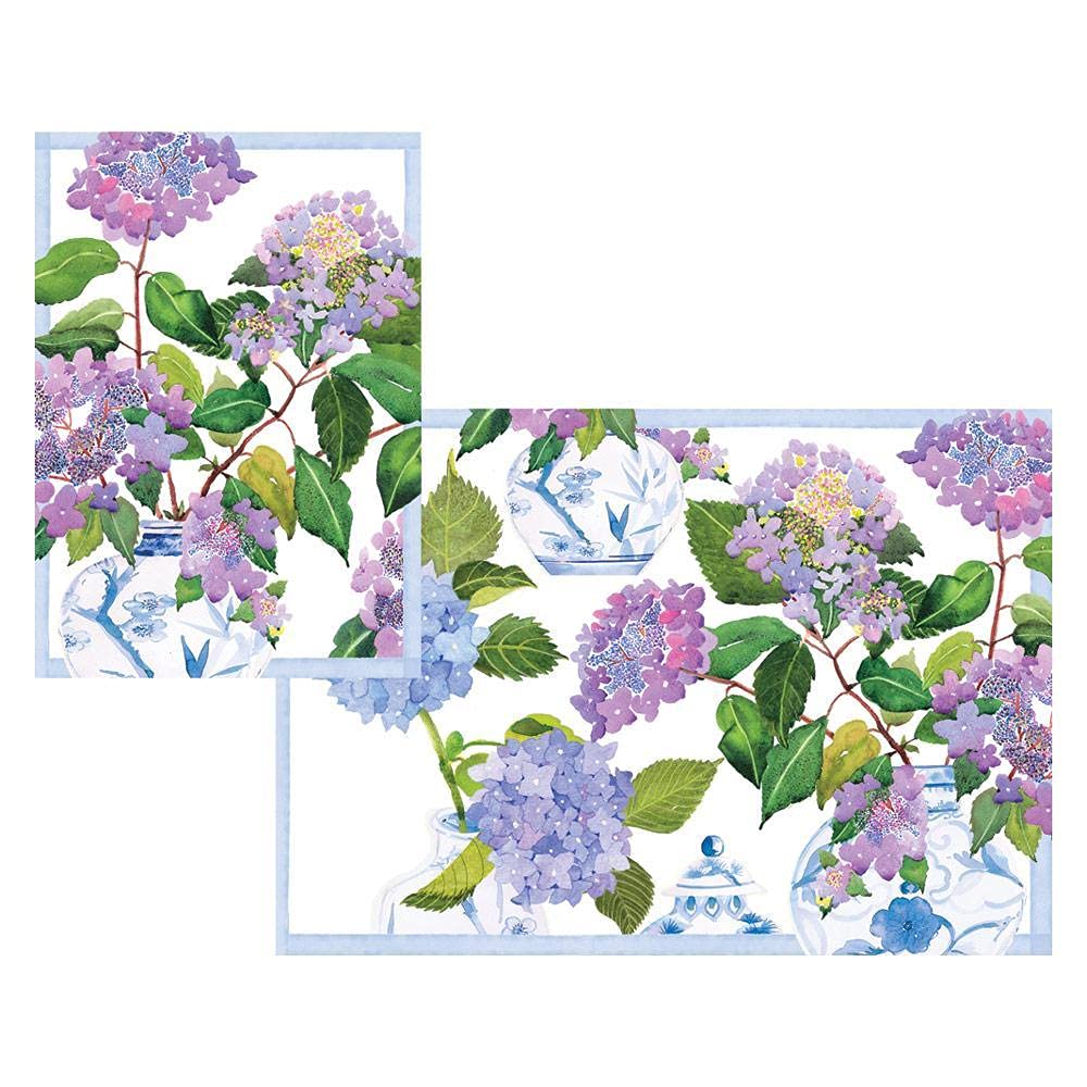 Caspari8 Greeting Cards Notelets Blank & envelopes - Hydrangeas and Porcelain by Catherine Weisz