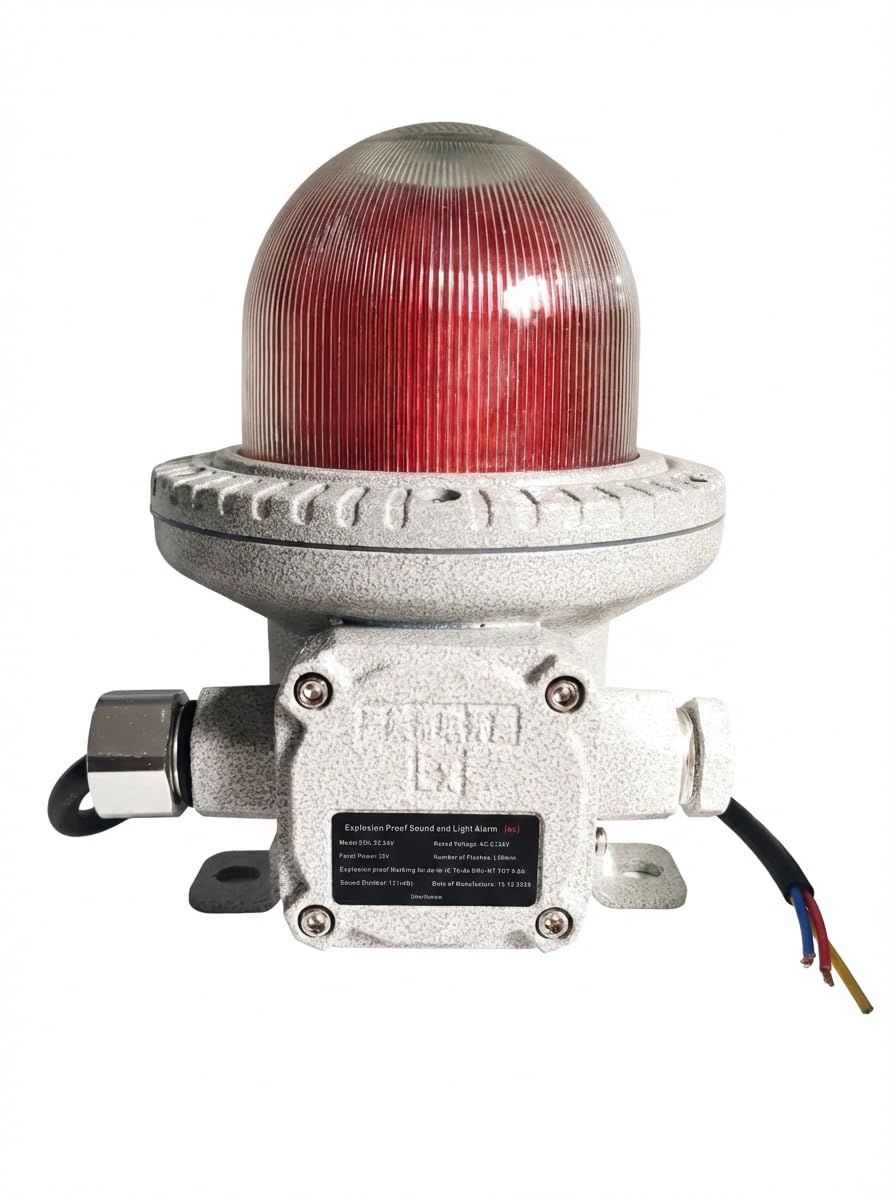 Las luces de advertencia a prueba de explosiones 120 dB 180 dB CC 24 V se pueden utilizar en zonas peligrosas como gasolineras, estaciones de aceite, luz de alarma a prueba de explosiones
