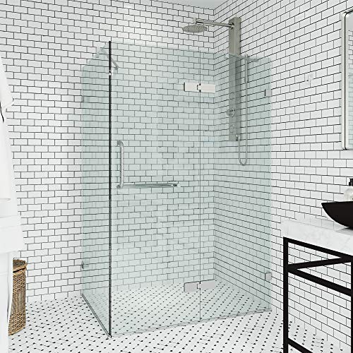 Vigo Vg6011Chcl48 30.25" -46.0" W -73.38" H Frameless Hinged Rectangle Shower Enclosure With Clear 0.38" Tempered Glass And Stainless Steel Hardware In Chrome Finish With Reversible Handle #TOP14