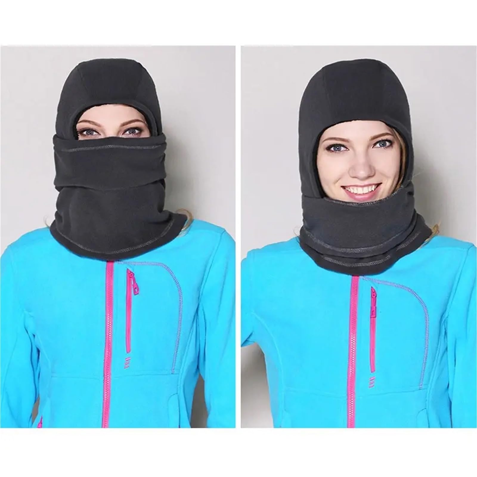 Cagoule Cagoules Chaudes d'hiver en Plein air, Chapeau Polaire Coupe-Vent, Masque Facial, Chauffe-Cou, Couvre-tête épais, écharpe de Sport, 2 pièces pour L'ExtéRieur