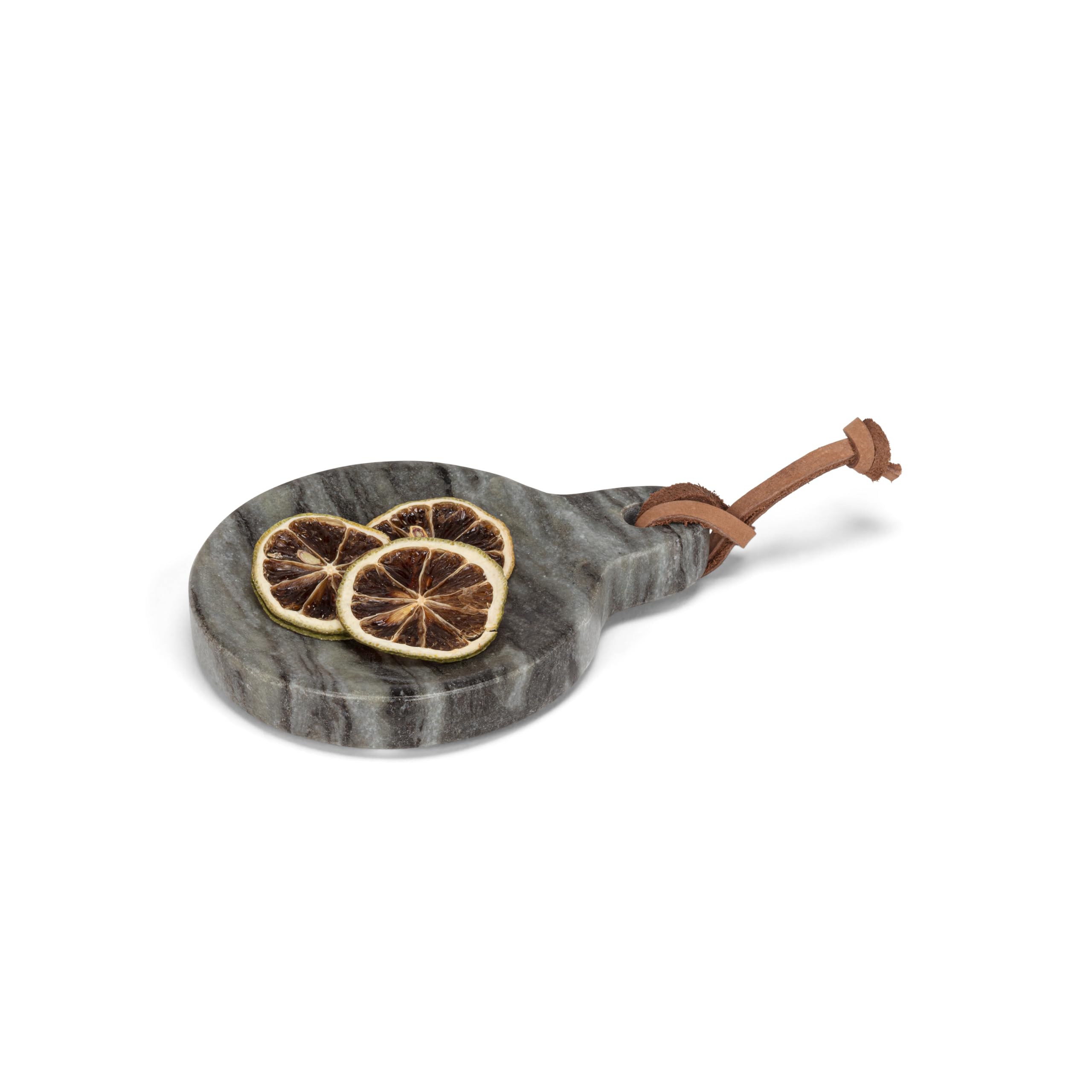 Abbott Collection Poggiamestolo rotondo, piatto con anello, in marmo, nero (12,7 cm)