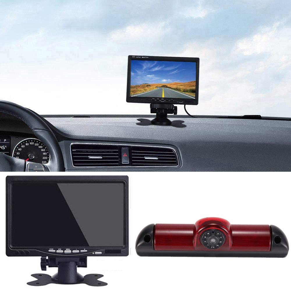 HD Auto Transporter Nocturna Luz de Freno Furgoneta Cámara de Marcha Atrás Visión Trasera Coche Puede Ajustar el ángulo Compatible con FIAT Ducato X250/Peugeot Boxter/Citroen Jumper