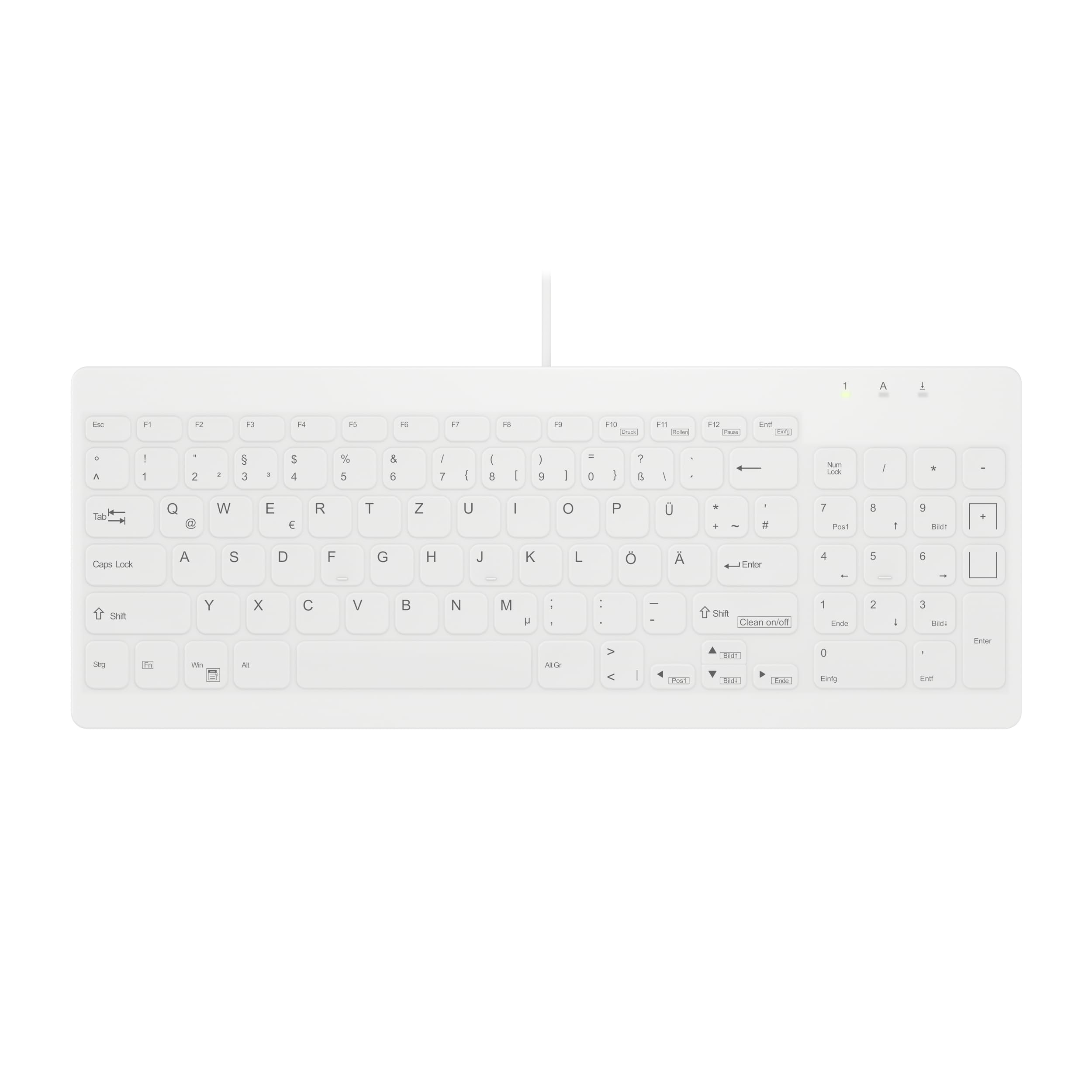 Active Key Hygiene Tastatur USB Deutsch QWERTZ Windows Weiß Wischgeeignet