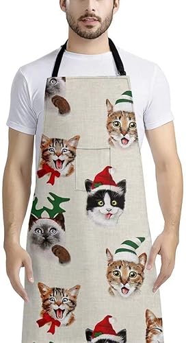 Miniatura 2 de Dellukee Delantal ajustable de cocina con bolsillo para mujeres y hombres, delantales impermeables