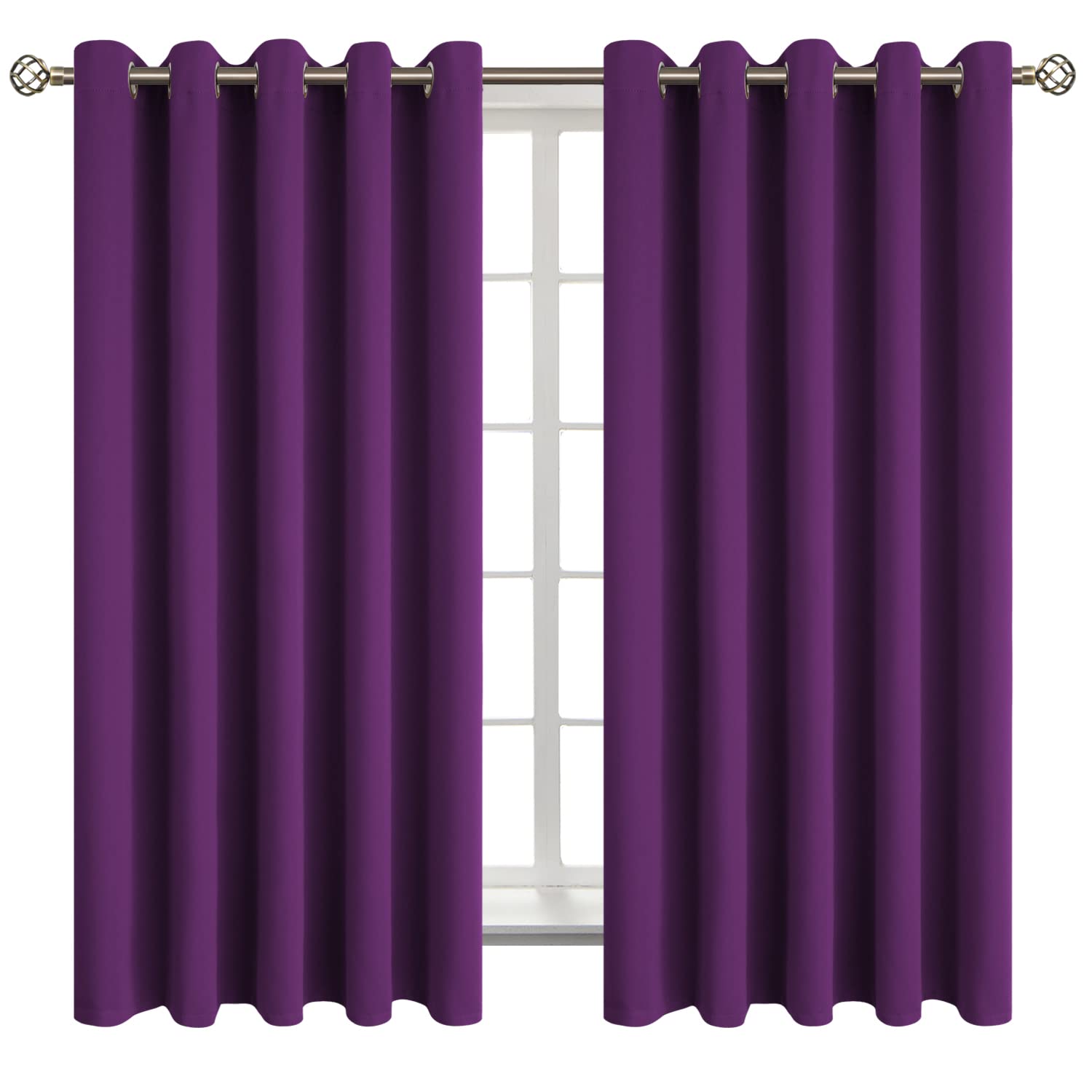 BGment Purple Blackout Curtains for Bedroom 63 Inch Long - 2 Panels