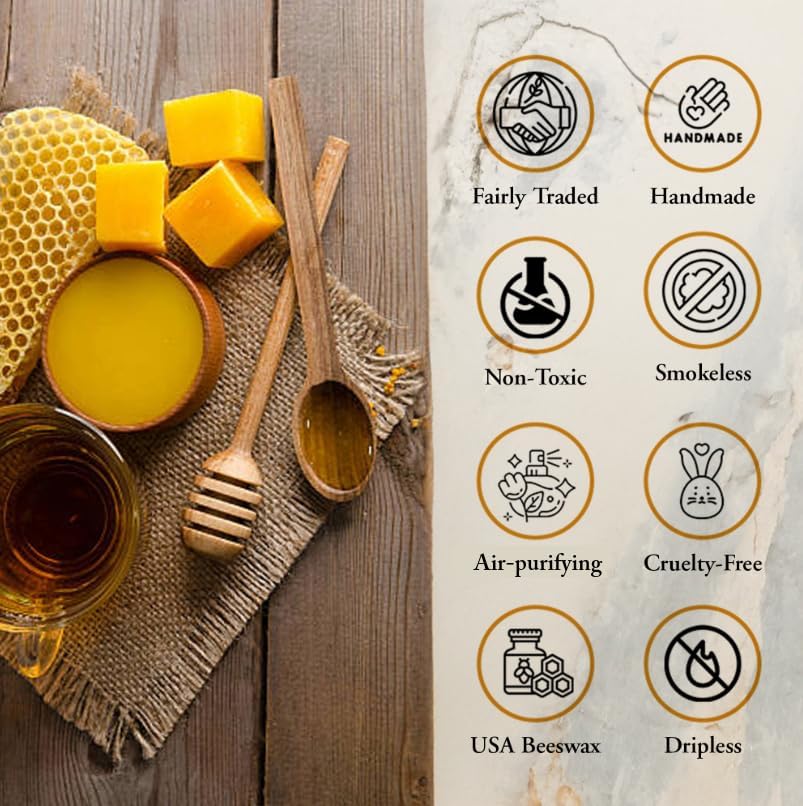 Miniatura 4 de BeeTheLight - Vela en tarro de cera de abejas 100% pura de Estados Unidos en recipiente de vidrio, 31 horas de tiempo de combustión, vela de cera de