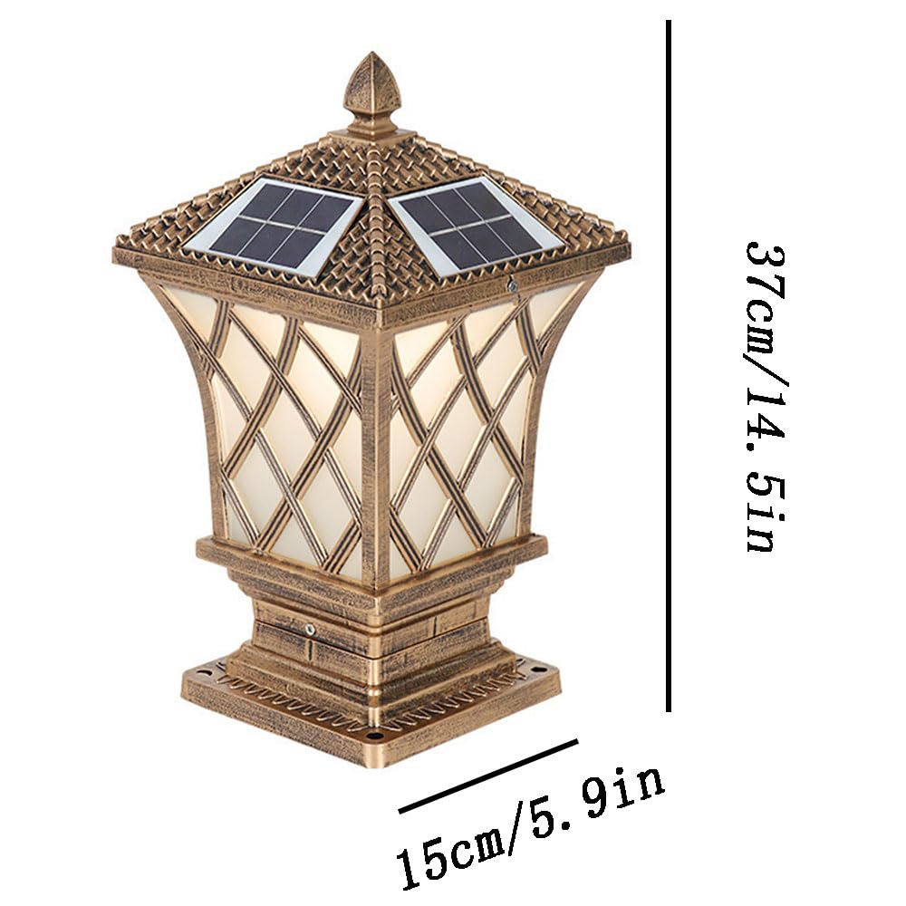 Lampa solarna do ogrodu, odlewane ciśnieniowo aluminium ze szklanym kloszem, 3 tryby oświetlenia, dekoracja zewnętrzna w stylu europejskim do dziedzińców willi