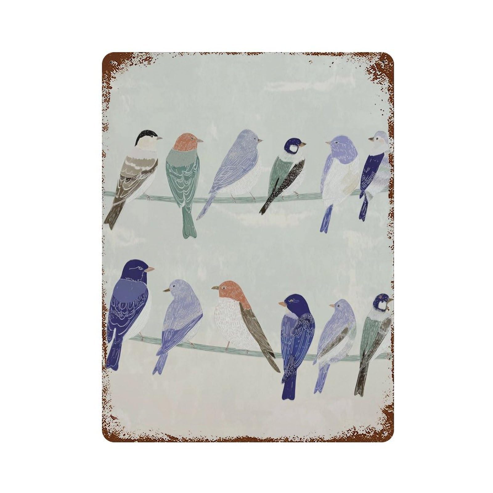 xiaoxiaoshen Birds On Branch Minimal Nature Soft Neutral Bird Living Room Bedroom Hand Illust Wall Decor Art Metal Tin Poster Modern Home Decor Art Home Bar Shop Decorations Vintage Sign 40x30cm