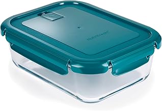 Airclip 1.5L - Glass Food Container with Lid - Airtight Glass Meal Prep Storage Container - Leak Proof & BPA Free