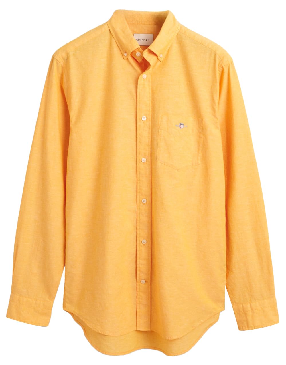 Gant Men's Medal Yellow Reg Cotton Linen Shirt, M