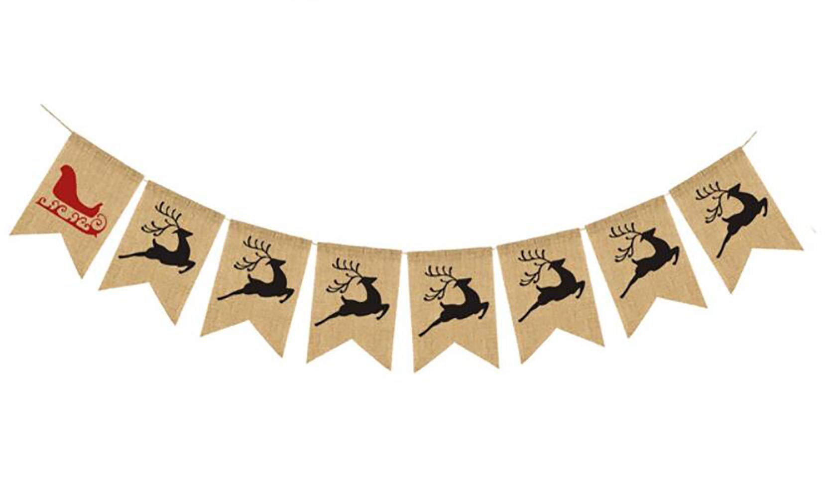 Marolaya Merry Christmas Jute Burlap Banners,Christmas Banner,Christmas Decoration