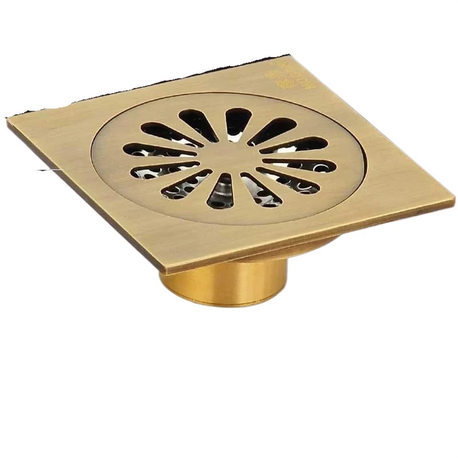 Floor Drain Antique Euro Square Floor Drains Deodorant Drain Strainer Cover Brass Shower Hardware Bathroom Accessories for Hair Waste Bathroom(Type C)