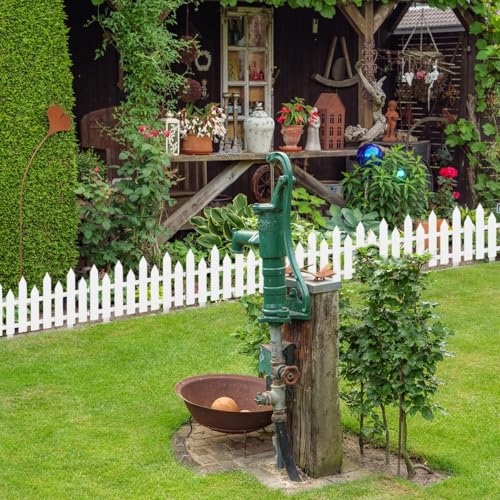Image of HASTHIP Outdoor Garden Fence Border - Garden Edging Fence Decorative - White Picket Panels Resistant PVC Decorative Flower Bed Fencing for Pathway,Yard,Lawn (8 Pcs)