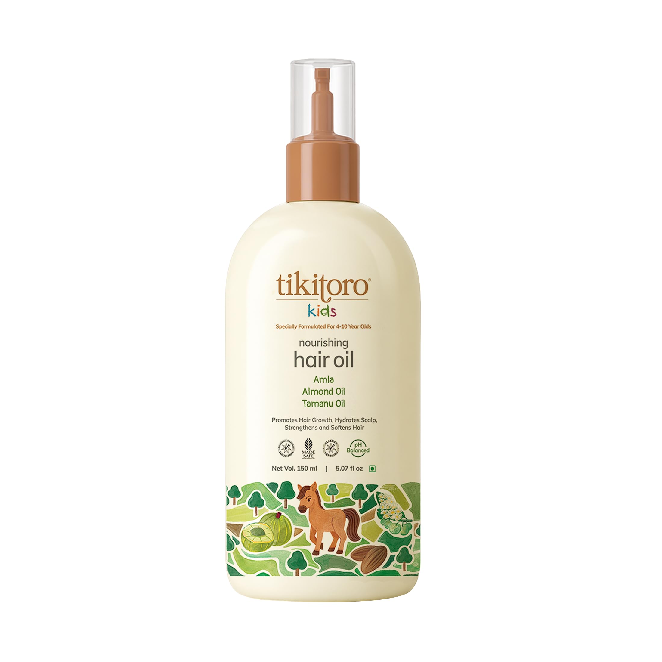 Tikitoro Kids Nourishing Hair Oil, 100% Vegan with Bringha, Amla, Olive, & Argan, Promotes & Conditions Hair Growth & Scalp, Non-sticky, Non-smelly & Non-greasy, No Paraben & Sulphate (150 ml)-image-8