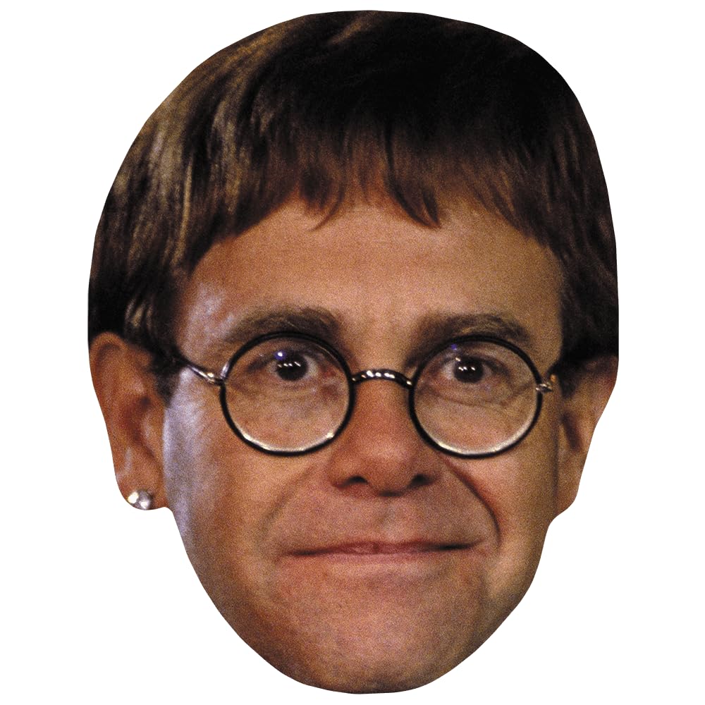 Celebrity Cutouts Lifelike Elton John (Smile) Celebrity Mask, Flat Card Face, Fancy Dress Mask