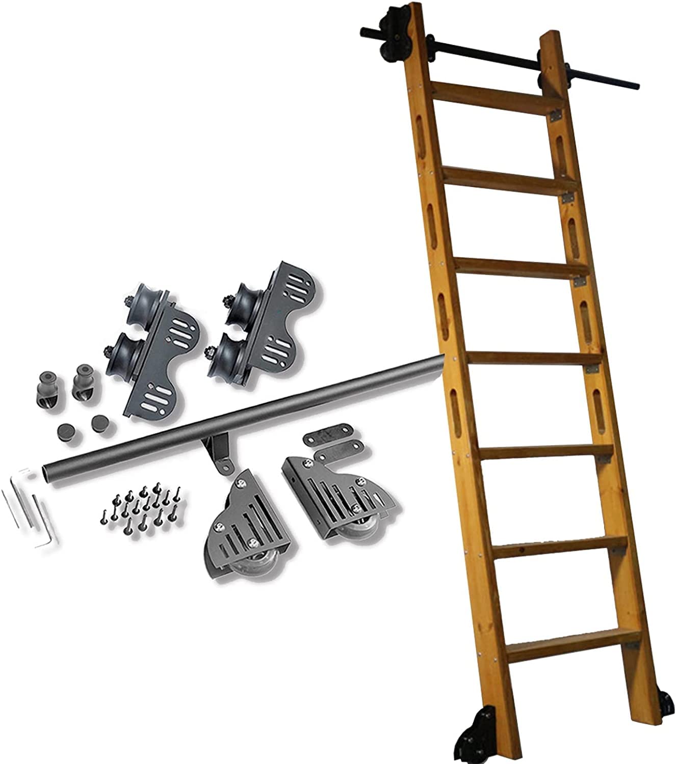 Kit quincaillerie pour porte de grange coulissante et échelle de bibliothèque