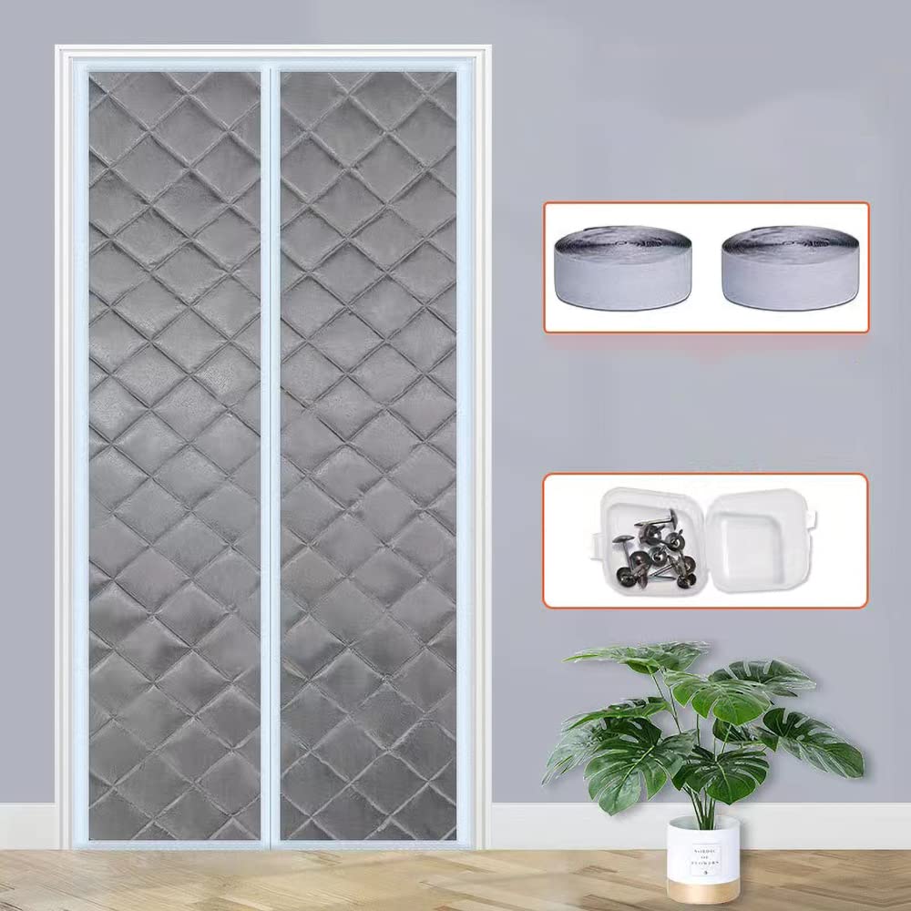 Magnet-Türvorhang Mit Wärmeisolierung - 100x210 Cm, Grau, Selbstschließend & Ohne Bohren Für Küche & Haus