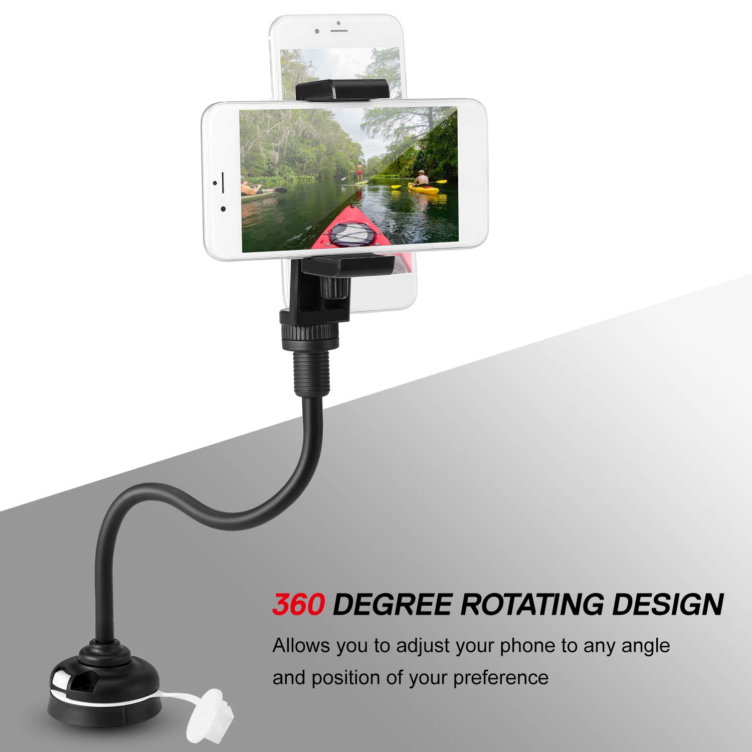 Support Universel Pour Caméra De Canoë Et Kayak - Bras Long Flexible 11,8 Pouces - Largeur 50-100 Mm - Rotatif 360° - Pour Téléphone, Sport Caméra